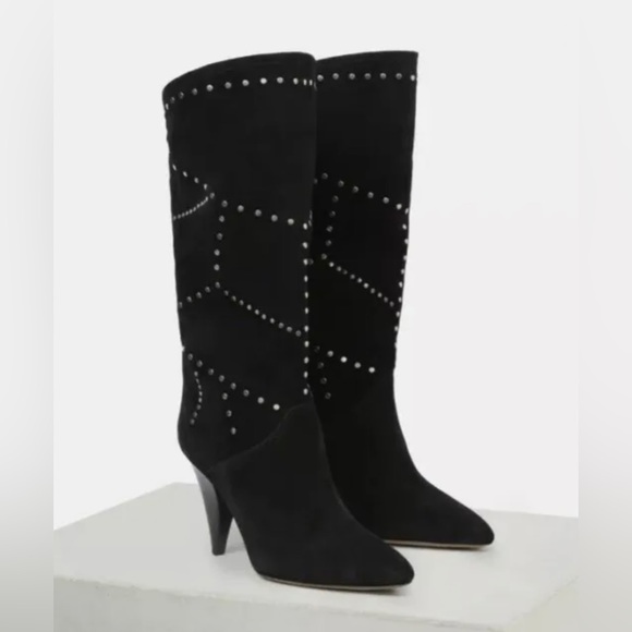 ISABEL MARANT
Lestee Black Suede Silver Studded High Heel Slouch Boot 40/10 US - Picture 4 of 6